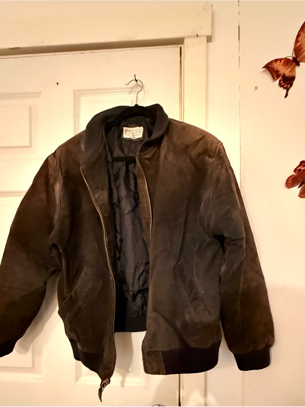 Vintage Men's Brown Suede Bomber Jacket